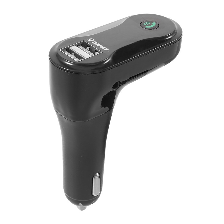 CARC6 Bluetooth TM Transmitter Dual USB Car Charger Wireless Car Kit Support TF Card/Aux-in - Black-2
