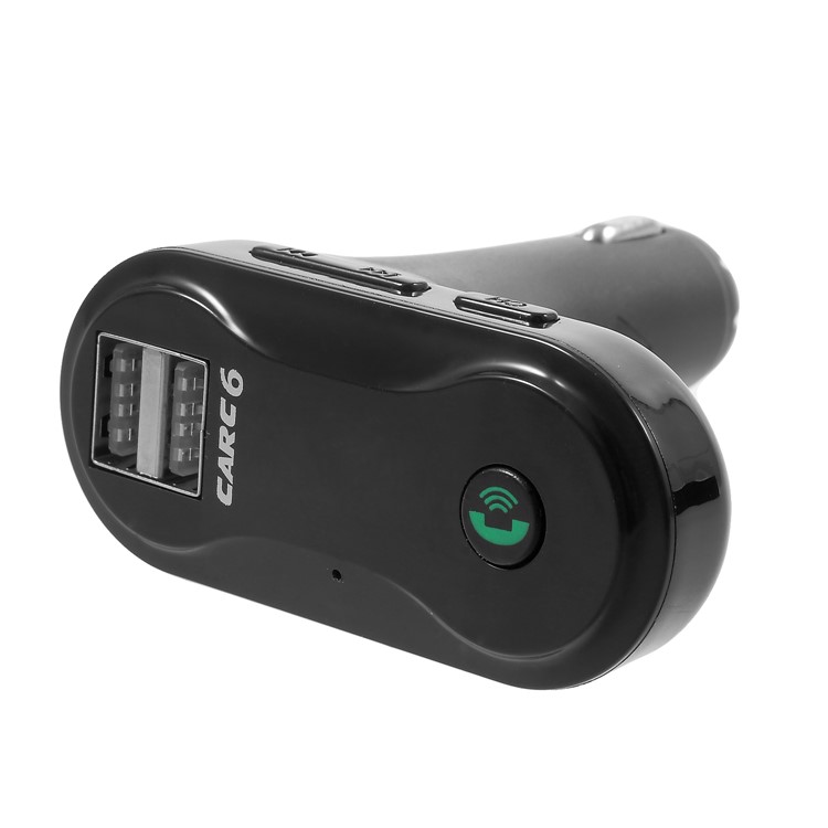 CARC6 Bluetooth TM Transmitter Dual USB Car Charger Wireless Car Kit Support TF Card/Aux-in - Black-7