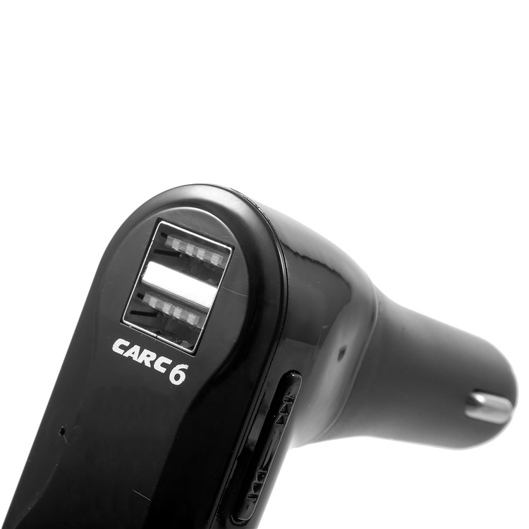CARC6 Bluetooth TM Transmitter Dual USB Car Charger Wireless Car Kit Support TF Card/Aux-in - Black-8
