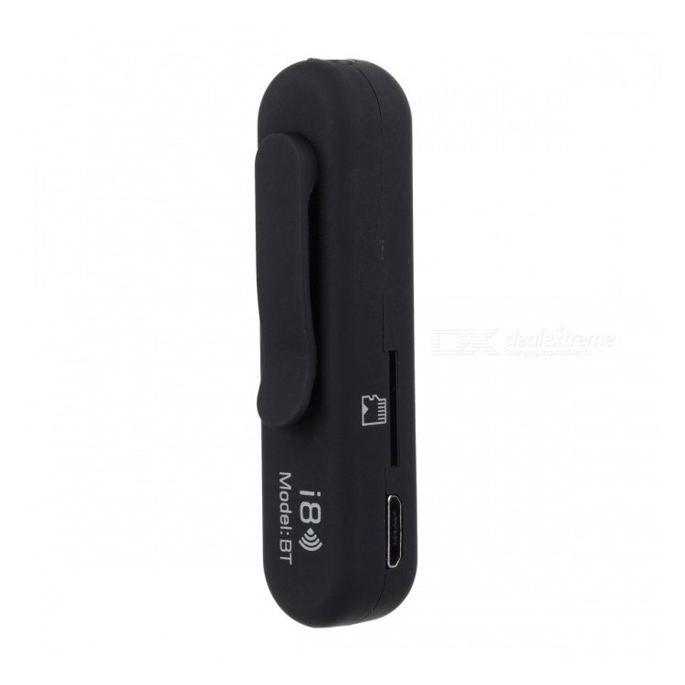 I8 Clip-on 3,5 Mm Bluetooth-Audio-Musik-Adapter-Empfänger Mit Mikrofon Unterstützt TF-Karte - Schwarz-2