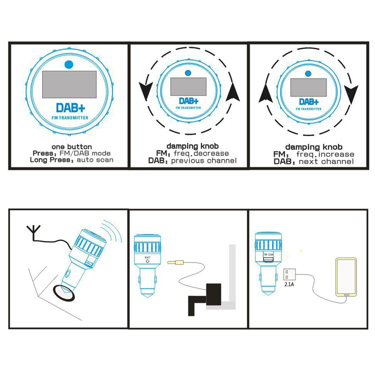 Car DAB+ Radio Receiver FM Transmitter In-Car Music Player 5V/2.4A USB Car Charger-11