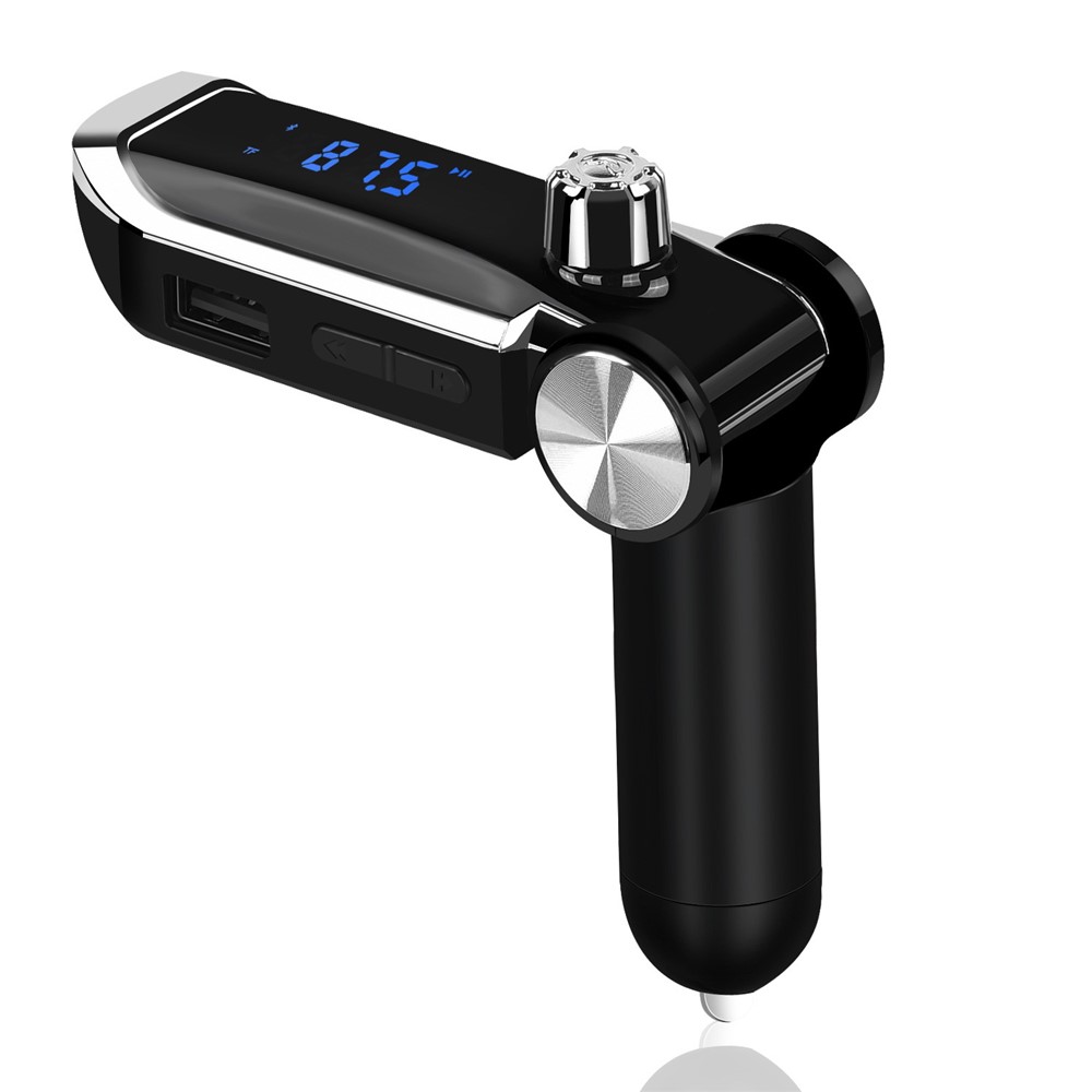 AB Foldable Car Bluetooth Kit FM Transmitter MP3 Player USB Car Charger - Black-1