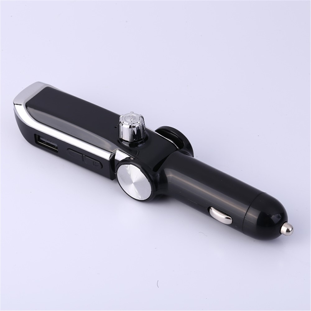 AB Foldable Car Bluetooth Kit FM Transmitter MP3 Player USB Car Charger - Black-12