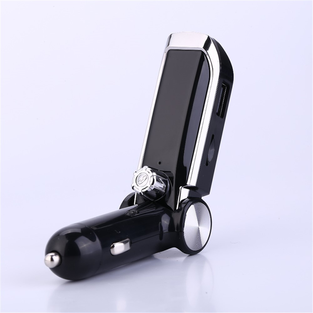 AB Foldable Car Bluetooth Kit FM Transmitter MP3 Player USB Car Charger - Black-14