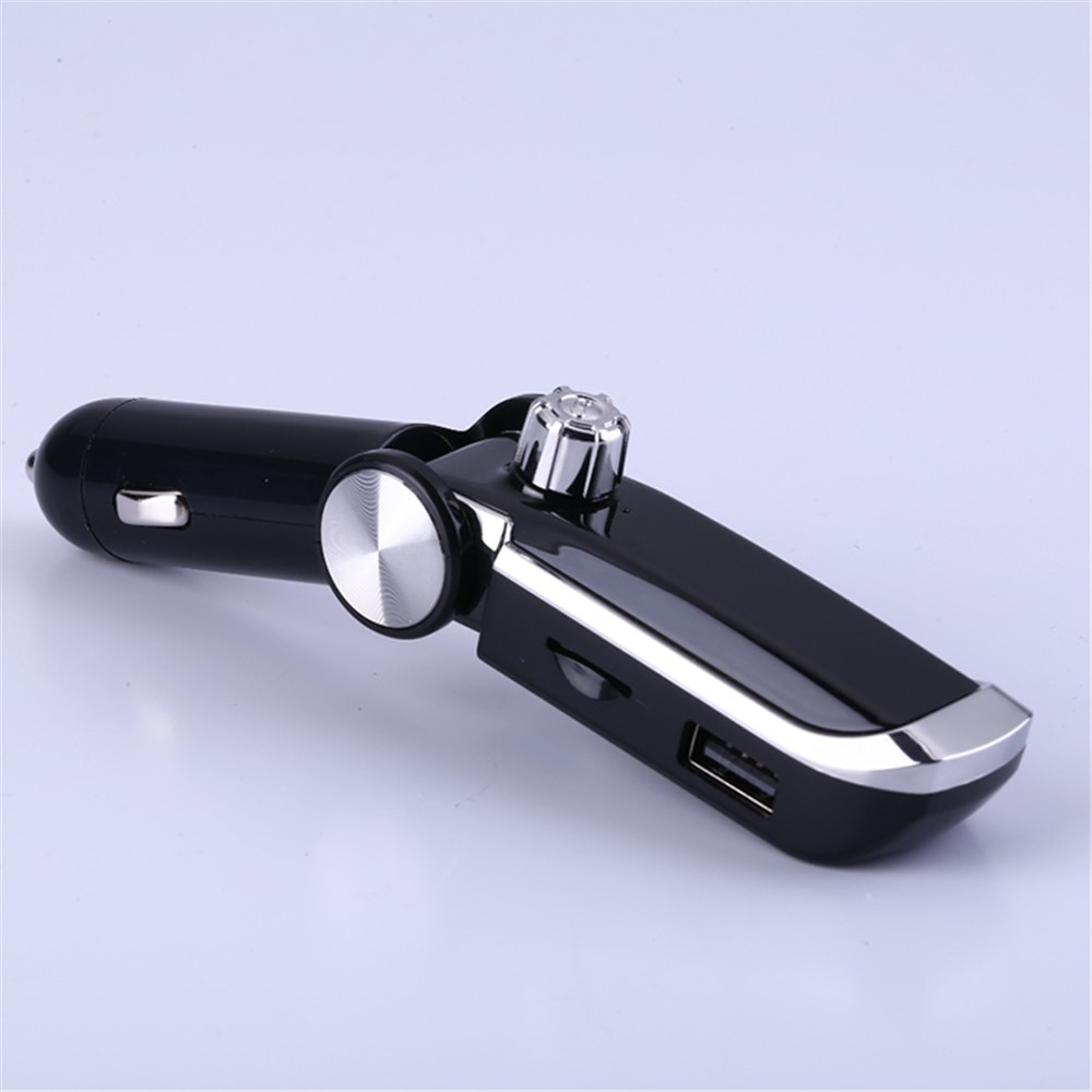 AB Foldable Car Bluetooth Kit FM Transmitter MP3 Player USB Car Charger - Black-15