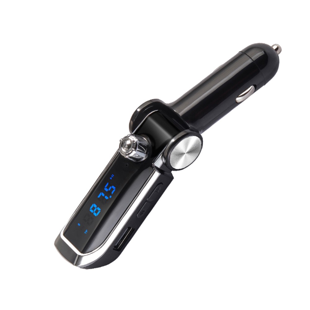 AB Foldable Car Bluetooth Kit FM Transmitter MP3 Player USB Car Charger - Black-2