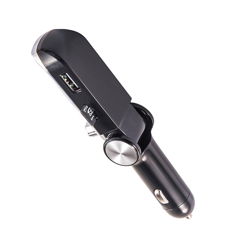 AB Foldable Car Bluetooth Kit FM Transmitter MP3 Player USB Car Charger - Black-3
