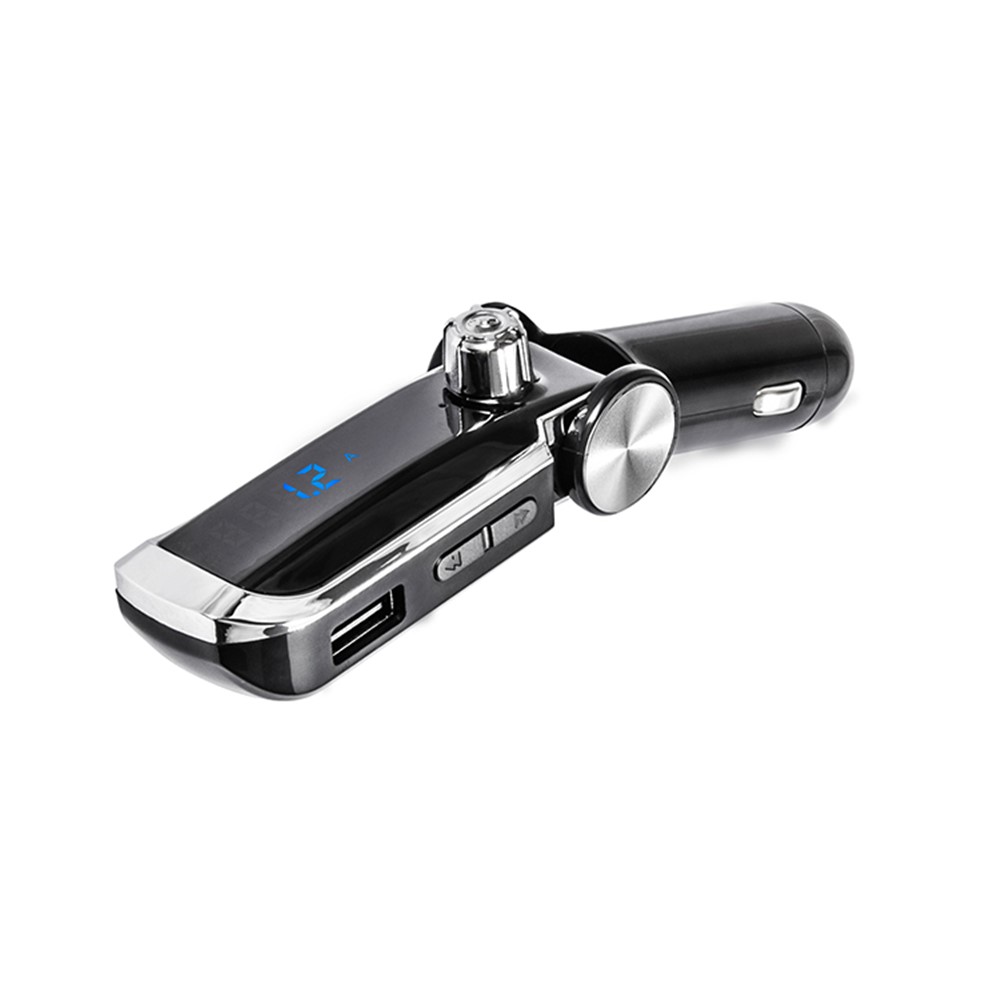 AB Foldable Car Bluetooth Kit FM Transmitter MP3 Player USB Car Charger - Black-7