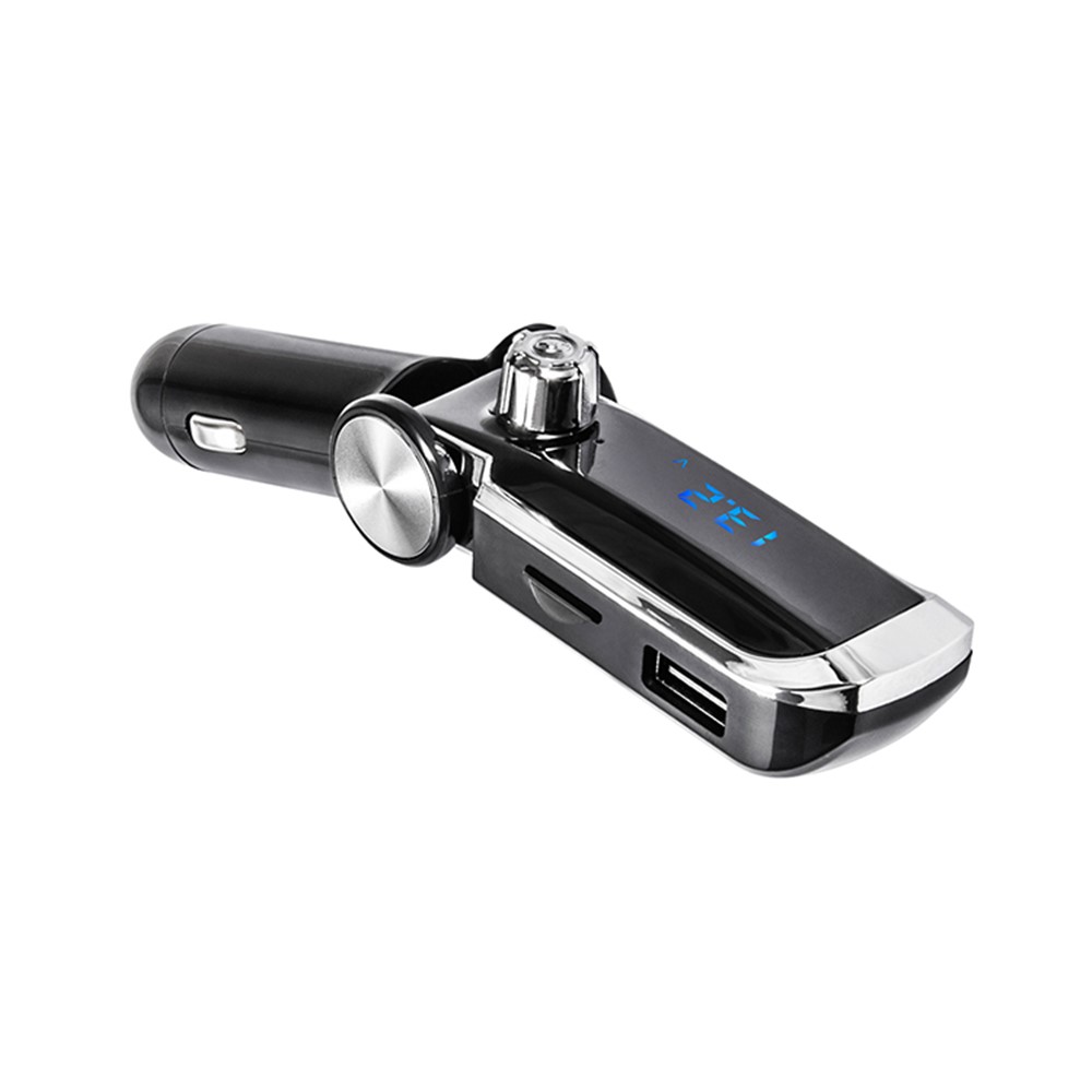 AB Foldable Car Bluetooth Kit FM Transmitter MP3 Player USB Car Charger - Black-8