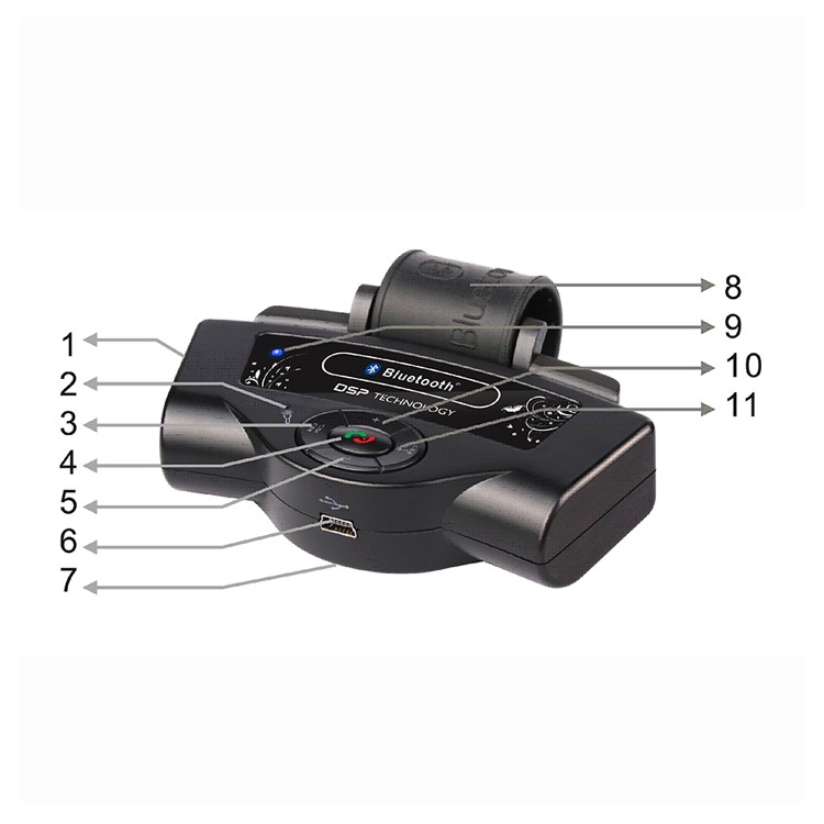 Steering Wheel Hands-free Auto Bluetooth Car Kit Built-in Speaker-7