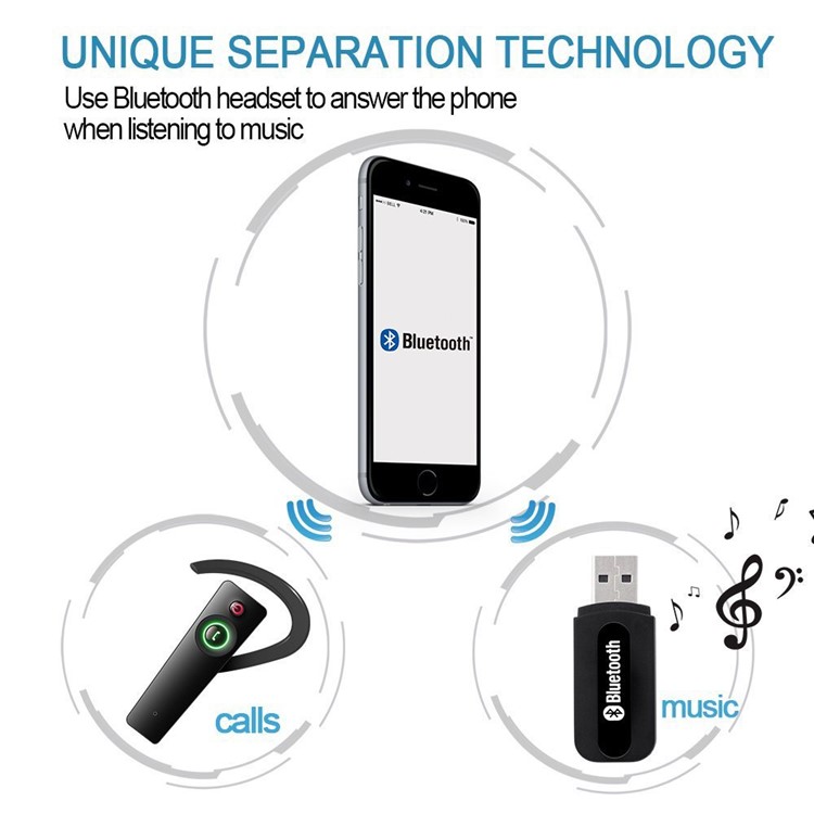Adaptador De Receptor Estéreo Sem Fio Bluetooth USB Com Conector De 3,5 Mm-3
