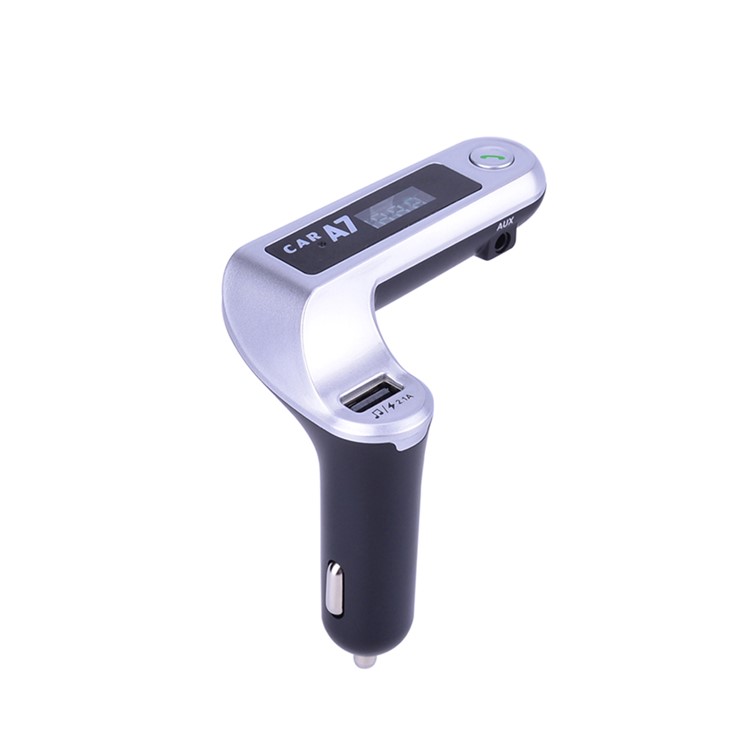 A7 FM Transmitter MP3 Player Wireless Bluetooth Hands-free USB Car Charger Kit - Silver-1