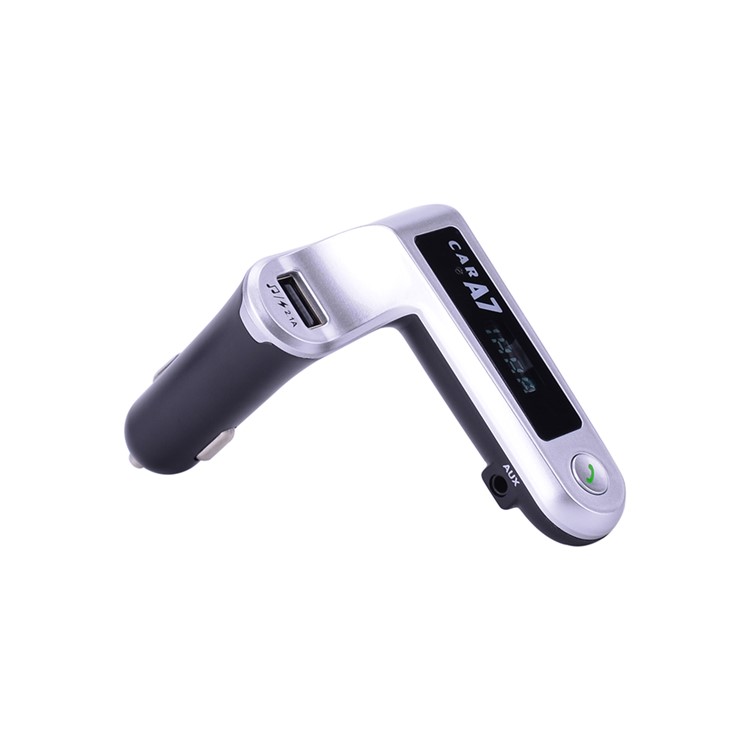A7 FM Transmitter MP3 Player Wireless Bluetooth Hands-free USB Car Charger Kit - Silver-3