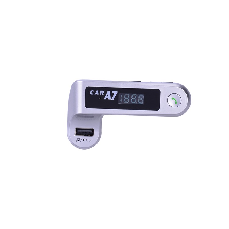 A7 FM Transmitter MP3 Player Wireless Bluetooth Hands-free USB Car Charger Kit - Silver-4