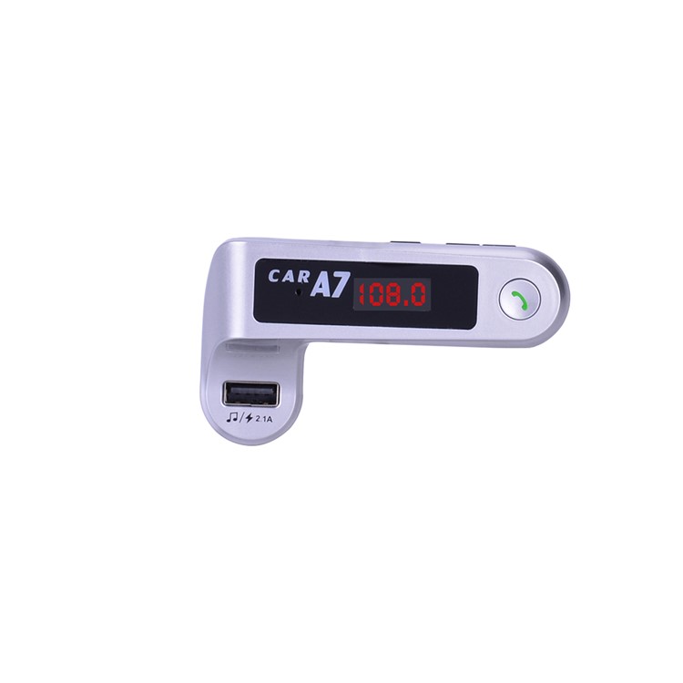 A7 FM Transmitter MP3 Player Wireless Bluetooth Hands-free USB Car Charger Kit - Silver-9