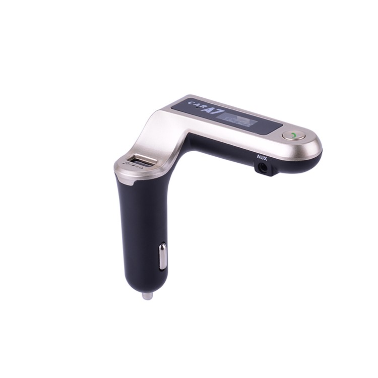 A7 Wireless Bluetooth MP3 Player Hands-free FM Transmitter USB Car Charger Kit - Gold-2