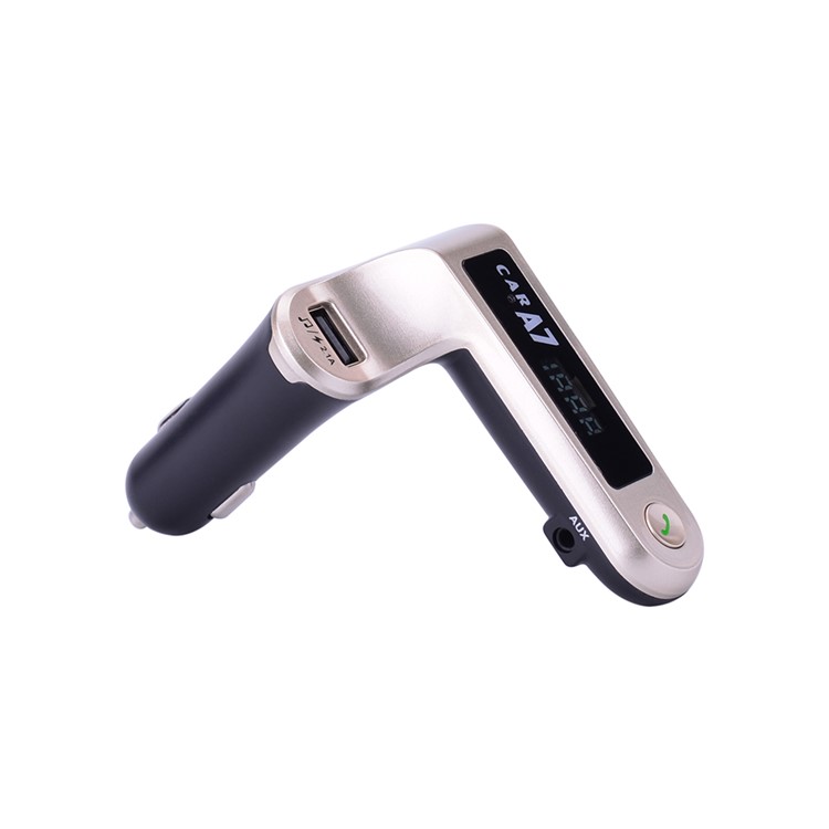 A7 Wireless Bluetooth MP3 Player Hands-free FM Transmitter USB Car Charger Kit - Gold-3