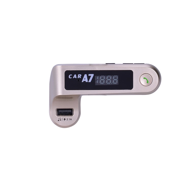 A7 Wireless Bluetooth MP3 Player Hands-free FM Transmitter USB Car Charger Kit - Gold-6