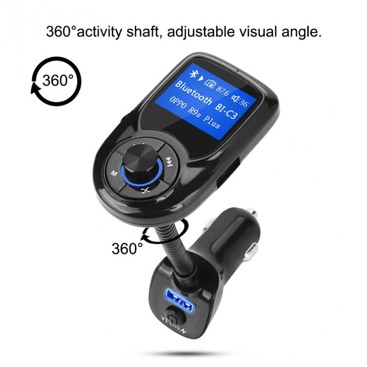 BT-C3 Car Hands-free MP3 Player FM Transmitter Bluetooth Car Kit Support TF Card/U-Disk-4