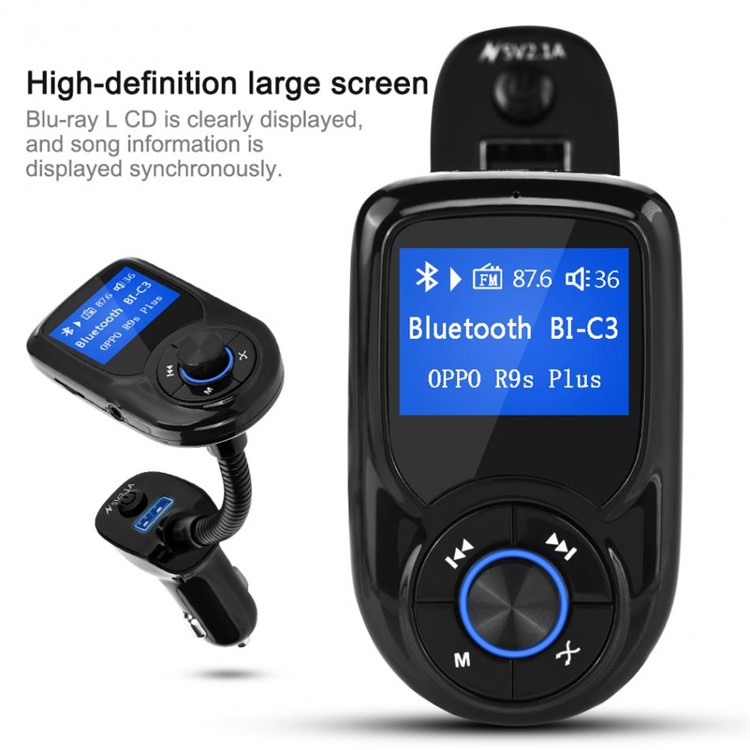 BT-C3 Car Hands-free MP3 Player FM Transmitter Bluetooth Car Kit Support TF Card/U-Disk-7