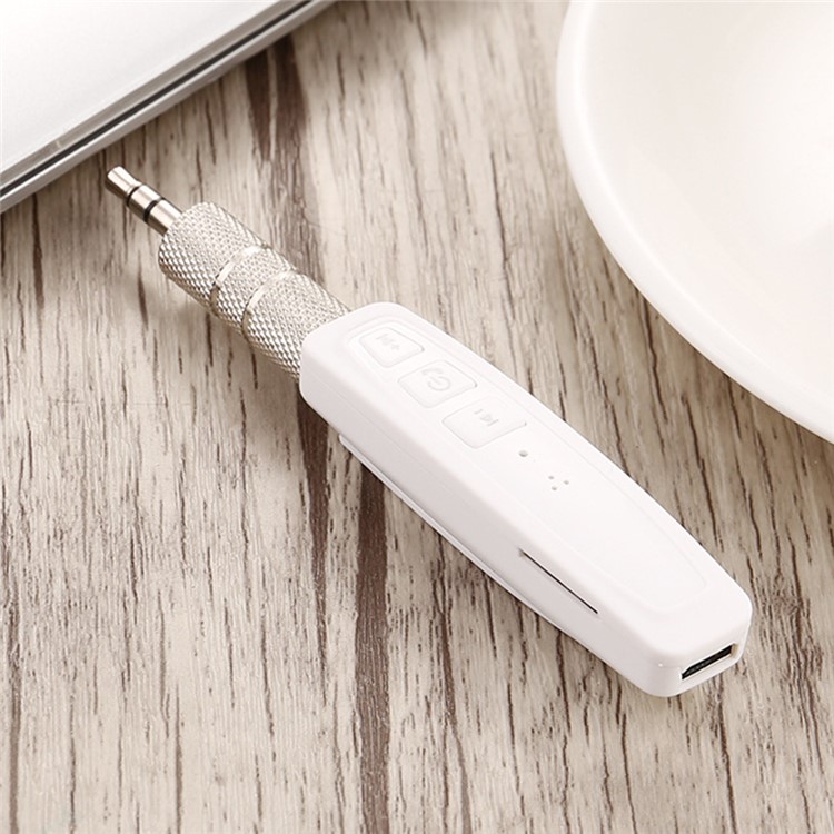 Wireless Bluetooth 4.2 Stereo Audio Music Receiver Support Hands-free Calling - White-3