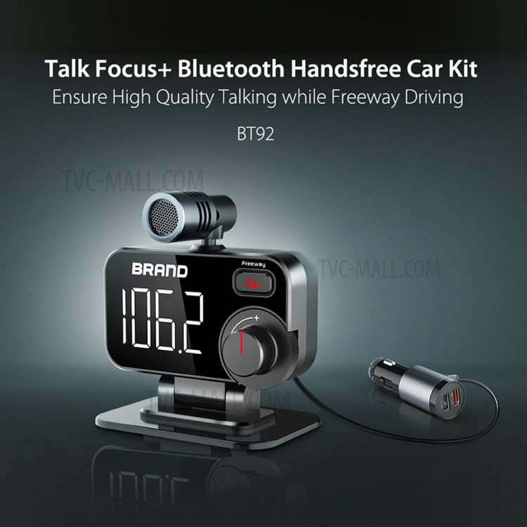 Cargador de Automóvil BT92 FM Transmisor Bluetooth Kit de Automóvil Con Manos Libres Dual USB Mic Music Player Para Iphone-10