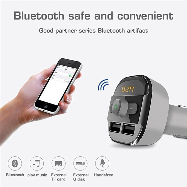 BT20 Bluetooth Car Transmissor FM mãos-livres + Dual USB Carregador de carro MP3 Player Support TF Card - Preto-13