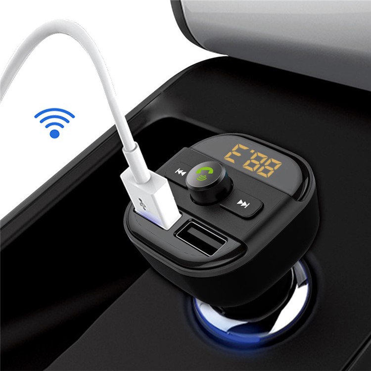 BT20 Bluetooth Car Transmissor FM mãos-livres + Dual USB Carregador de carro MP3 Player Support TF Card - Preto-2