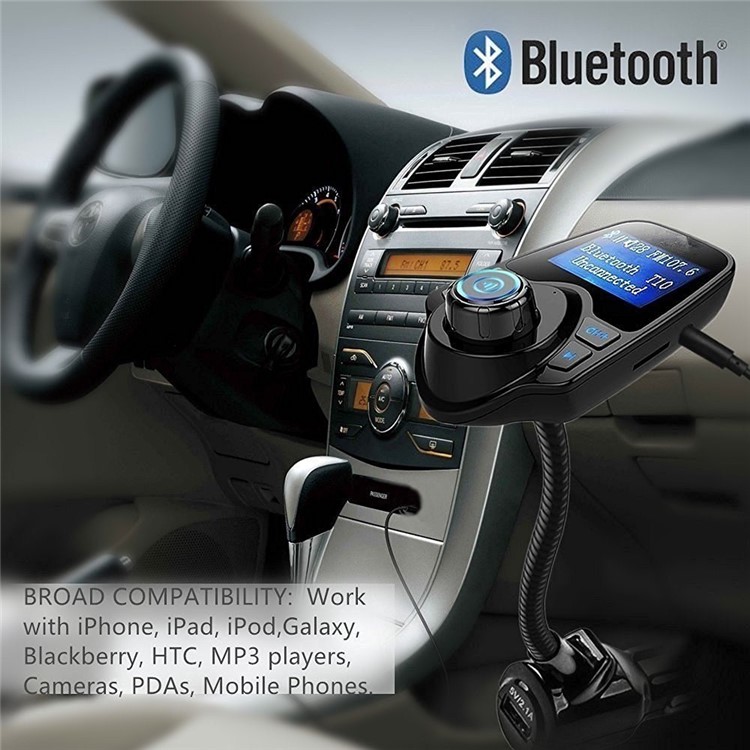 T10 Bluetooth FM Transmitter Car MP3 Player Car Charger Support TF Card-3