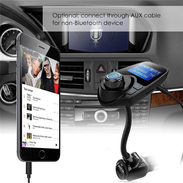 T10 Bluetooth FM Transmitter Car MP3 Player Car Charger Support TF Card-7