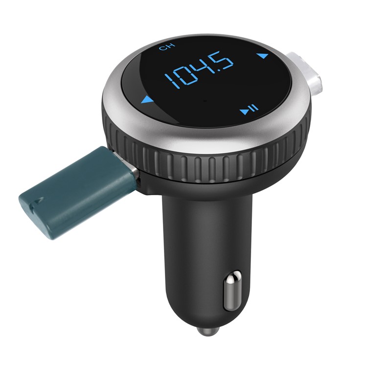 SAGO BT69 Car Bluetooth 4.2 Hands-free Call FM Transmitter MP3 Music Player Support TF Card - Black-4