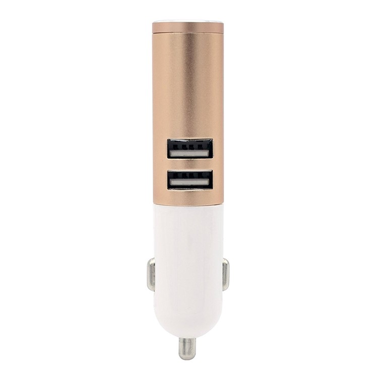 DIGICARE Q9 2-Port USB Car Charger Bluetooth 4.0 Single Headphone (CE/FCC/RoHS) - Gold / White-2