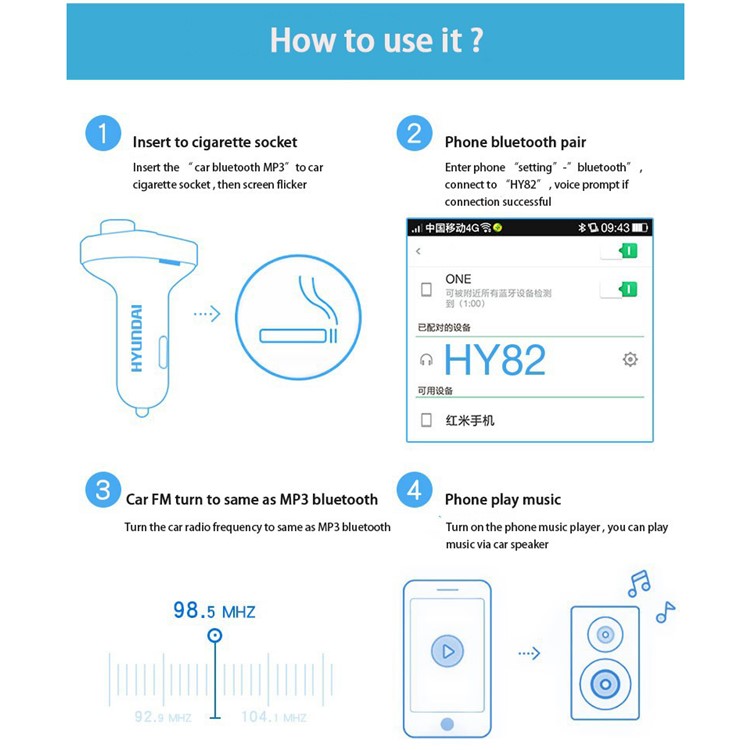 HY-82 Car Hands-free Bluetooth MP3 Music Player FM Transmitter with Dual USB Output-3