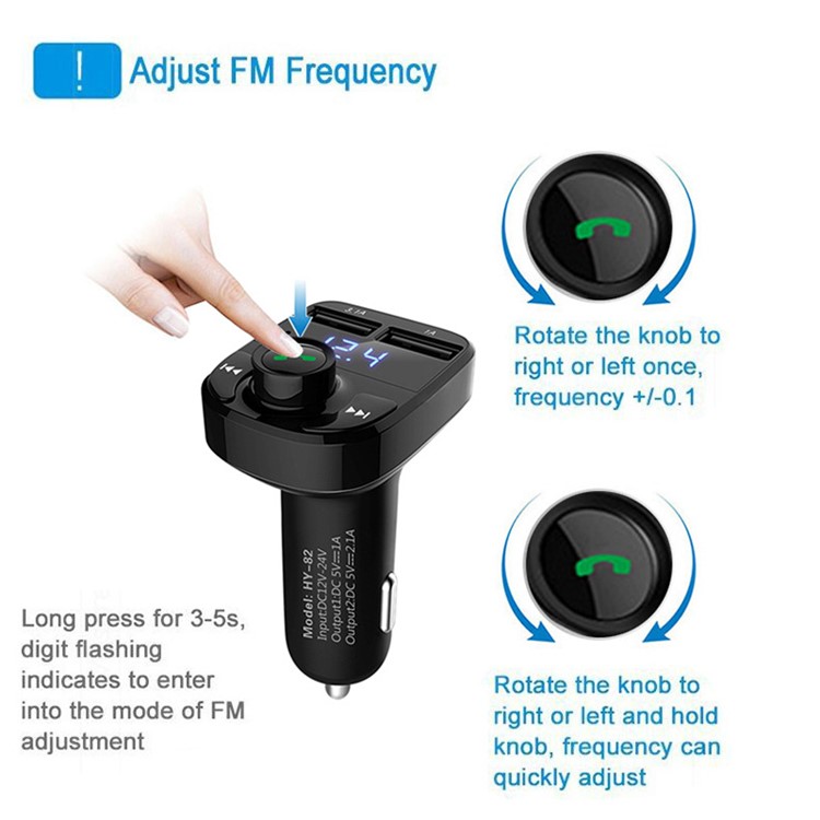 HY-82 Car Hands-free Bluetooth MP3 Music Player FM Transmitter with Dual USB Output-9