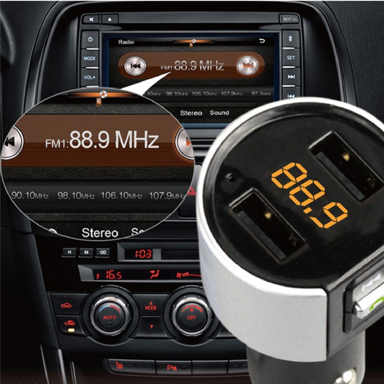 C26 Wireless Car Bluetooth Hands-free Music Player FM Transmitter with Dual USB Port 5V 3.4A-2