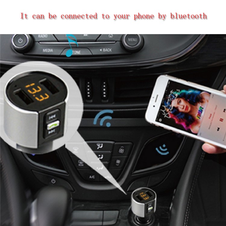 C26 Wireless Car Bluetooth Hands-free Music Player FM Transmitter with Dual USB Port 5V 3.4A-7