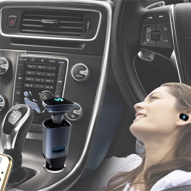 BC16 2-in-1 Mini Wireless Bluetooth 4.0 Headphone Headset USB Car Charger for iPhone 7, Samsung S8 etc.-1