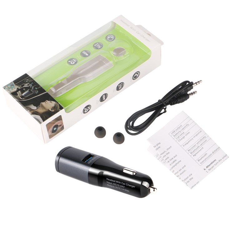 BC16 2-in-1 Mini Wireless Bluetooth 4.0 Headphone Headset USB Car Charger for iPhone 7, Samsung S8 etc.-16