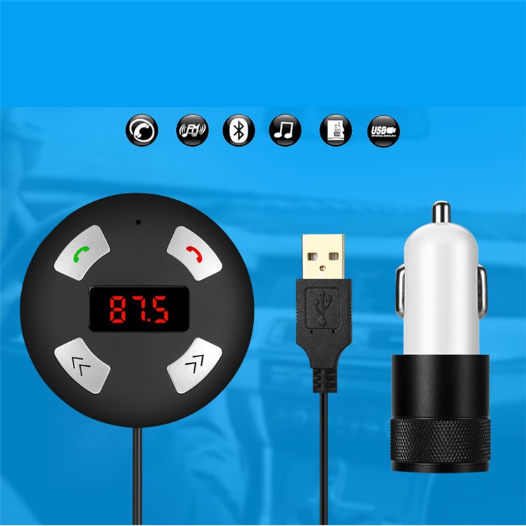 Wireless Bluetooth FM Transmitter Modulator MP3 Player with Mic + 2 USB Ports Car Charger Kit-10