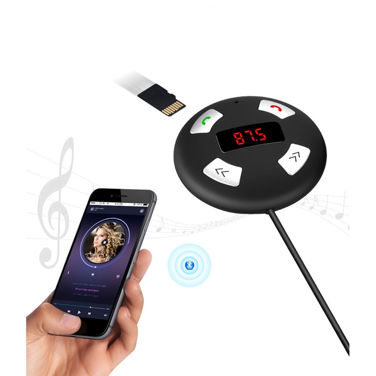 Wireless Bluetooth FM Transmitter Modulator MP3 Player with Mic + 2 USB Ports Car Charger Kit-6