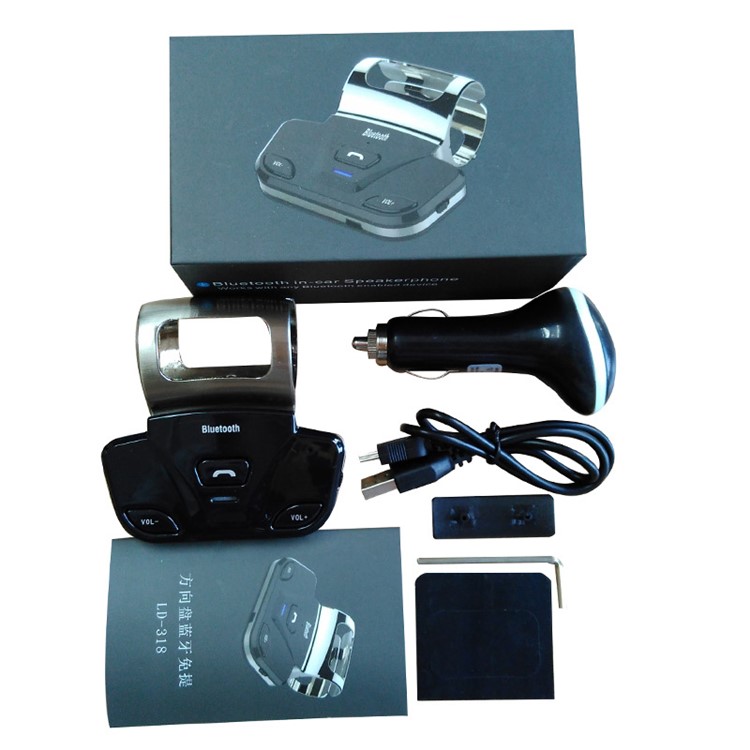 LD-318 volante Bluetooth inalámbrico kit de coche soporte llamadas manos libres con cargador de coche - negro-7