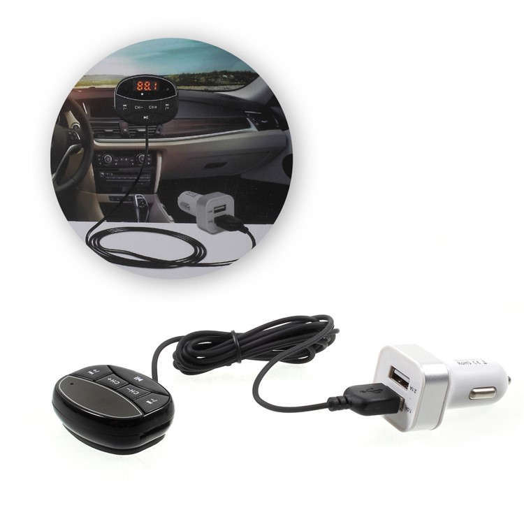 HK012D Wireless Car Bluetooth Hands-free Music Player FM Transmitter with Dual USB Port 5V 2.1A-1