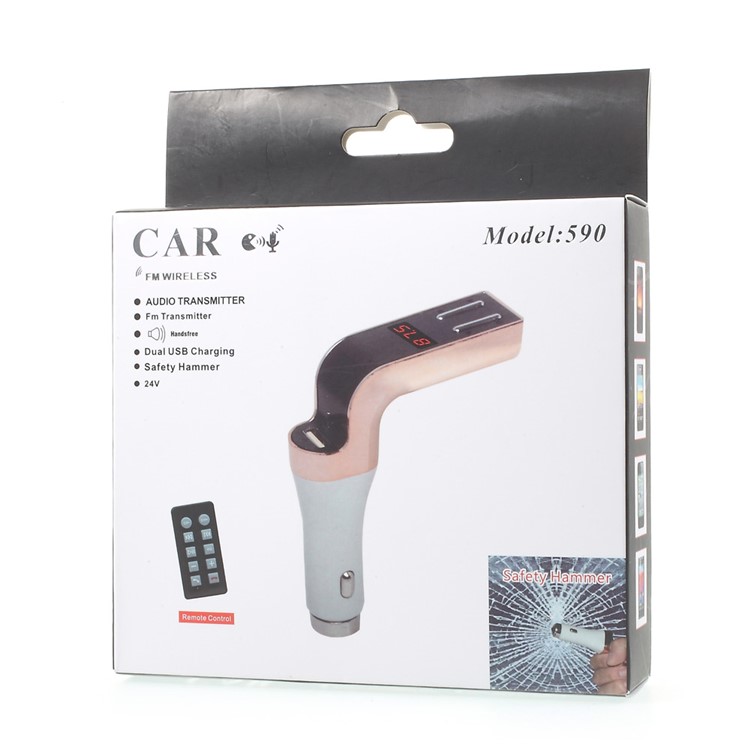 Safety Hammer Bluetooth MP3 Player FM Transmitter Hands-free Car Kit Charger BT590 - Silver-15