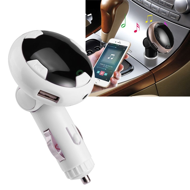 Car Hands-free Bluetooth MP3 Music Player FM Transmitter with Dual USB Output - White-1
