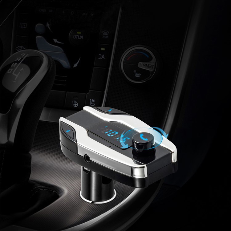 X7 Digital Display MP3 Player FM Transmitter Bluetooth Car Kit Support Aux-in / TF Card / U-Disk - Silver-1