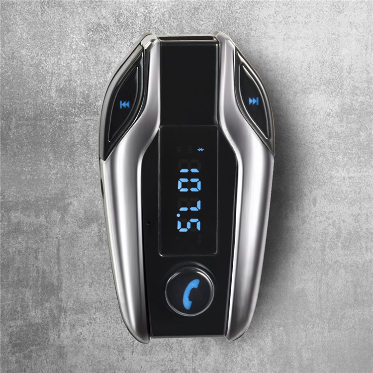 X7 Digital Display MP3 Player FM Transmitter Bluetooth Car Kit Support Aux-in / TF Card / U-Disk - Silver-10