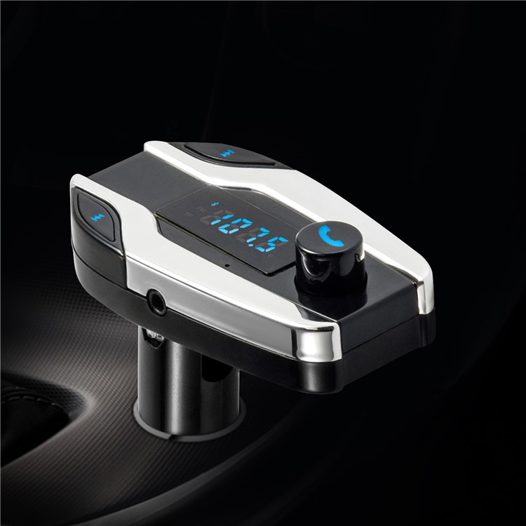 X7 Digital Display MP3 Player FM Transmitter Bluetooth Car Kit Support Aux-in / TF Card / U-Disk - Silver-12