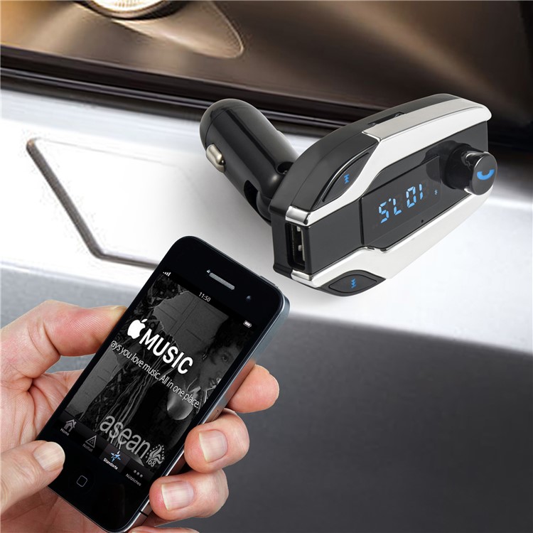X7 Digital Display MP3 Player FM Transmitter Bluetooth Car Kit Support Aux-in / TF Card / U-Disk - Silver-13