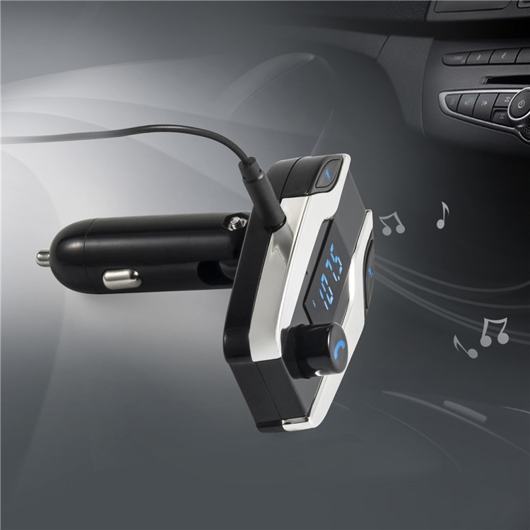 X7 Digital Display MP3 Player FM Transmitter Bluetooth Car Kit Support Aux-in / TF Card / U-Disk - Silver-14