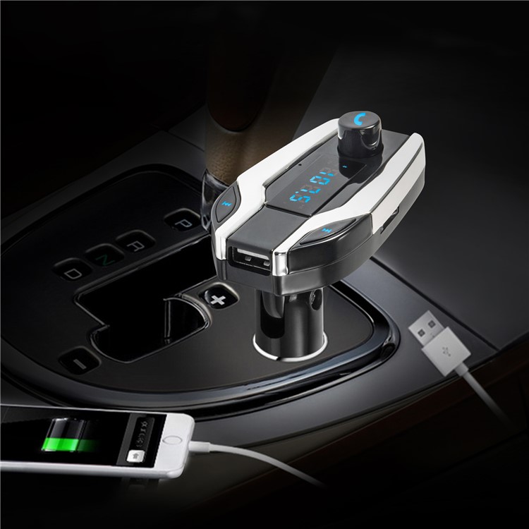 X7 Digital Display MP3 Player FM Transmitter Bluetooth Car Kit Support Aux-in / TF Card / U-Disk - Silver-2